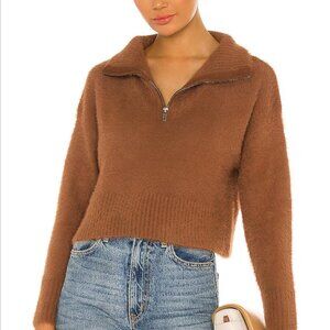 ✨ Camila Coelho Fuzzy Cropped Sweater — Brown, Size Small ✨